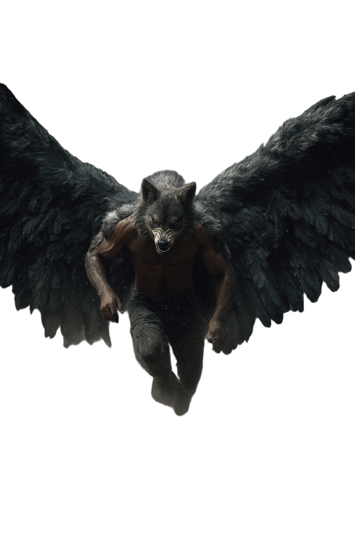Mythological Winged Wolfman Vinyl Car Decal Sticker – Waterproof & UV-Resistant 8.96"