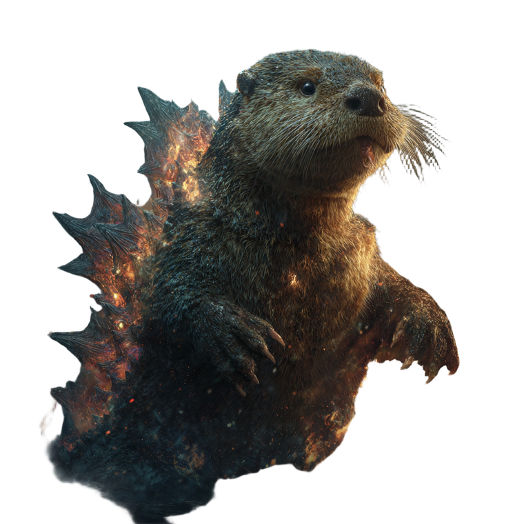 Otter-Godzilla Hybrid Vinyl Car Decal Sticker – Waterproof & UV-Resistant 3.4133333333333336"