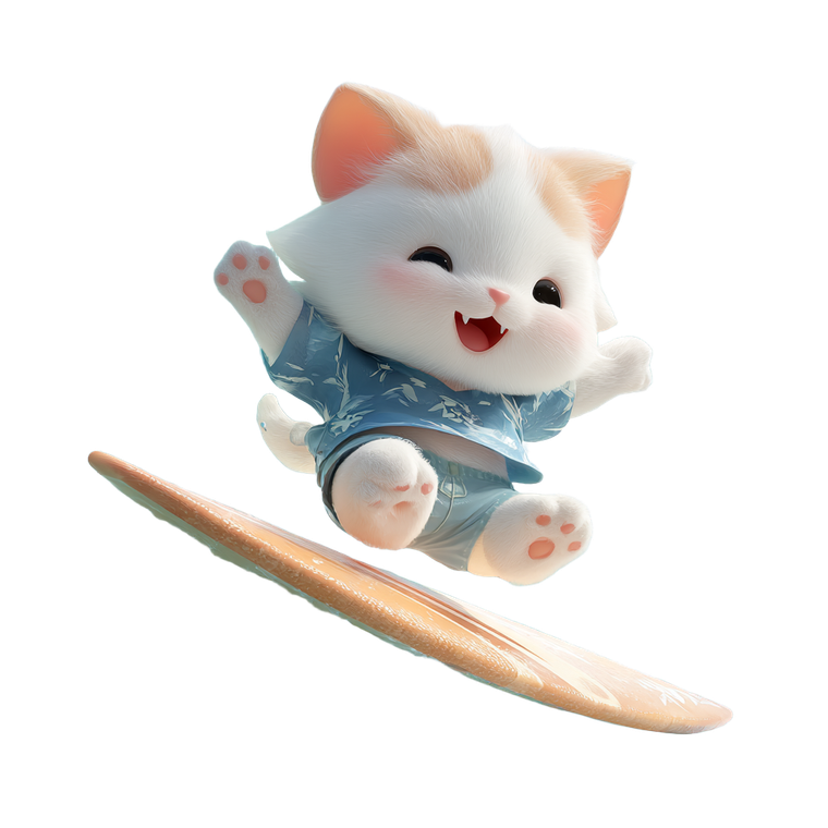 Surfing Cat Character Vinyl Car Decal Sticker – Waterproof & UV-Resistant 6.826666666666667"