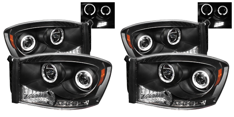 2x Upgrade Your 2006-2009 Dodge Ram Lighting with High-Quality Spyder Headlights | Clear Bulb, LED Halo, Clear Lens