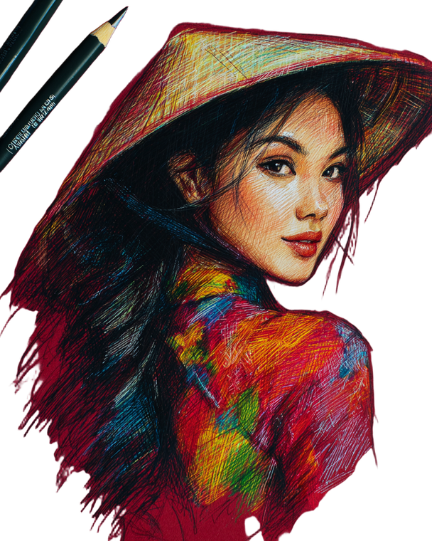 Vietnamese Woman Portrait V5 Vinyl Car Decal Sticker – Waterproof & UV-Resistant 4.0"