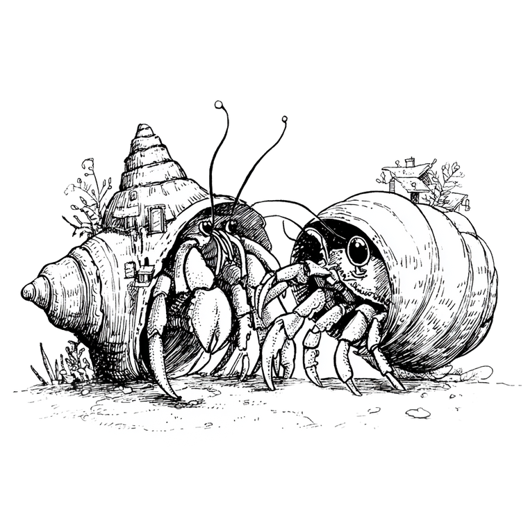 Hermit Crab Tug Vinyl Car Decal Sticker – Waterproof & UV-Resistant 3.4133333333333336"