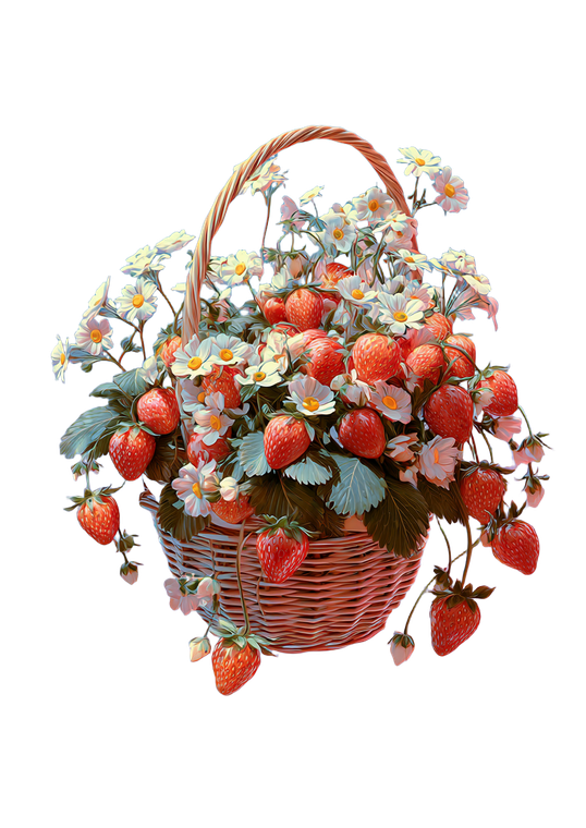 Strawberry Flower Basket Vinyl Car Decal Sticker – Waterproof & UV-Resistant 8.746666666666666"