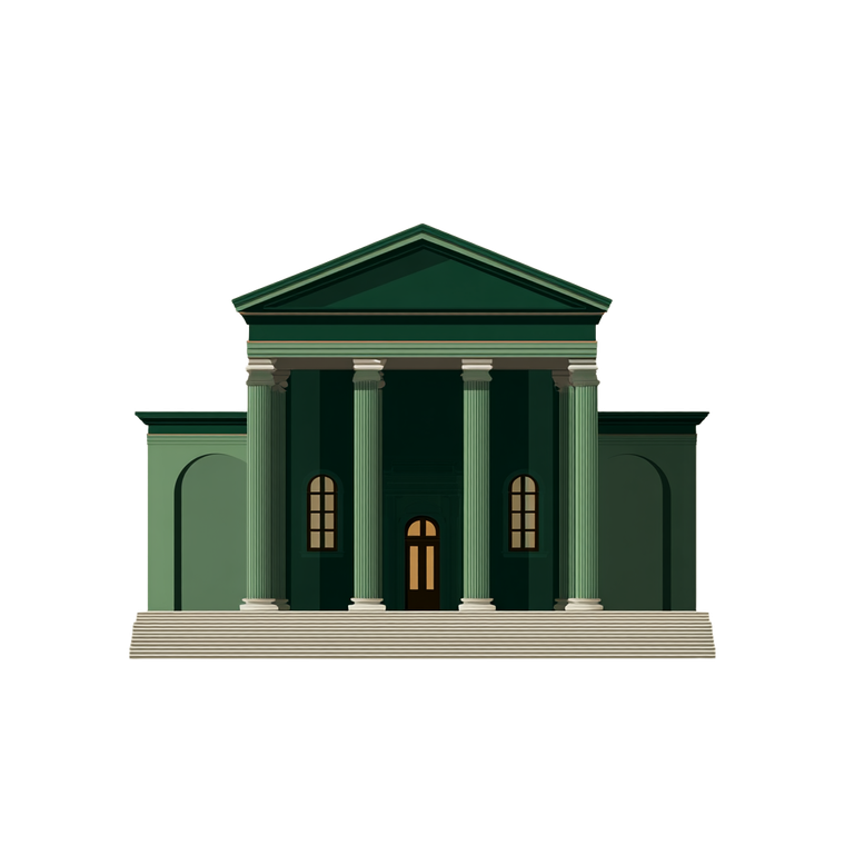 Minimalist Green Courthouse Vinyl Car Decal Sticker – Waterproof & UV-Resistant 3.4133333333333336"