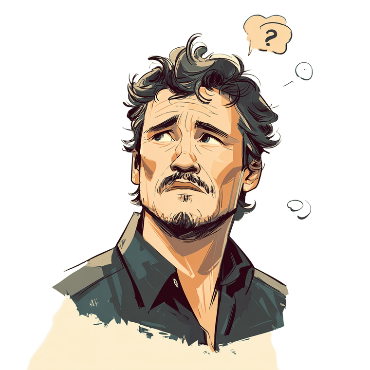 Pedro Pascal Thinking Vinyl Car Decal Sticker – Waterproof & UV-Resistant 3.4133333333333336"