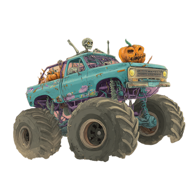 Halloween Monster Truck Vinyl Car Decal Sticker – Waterproof & UV-Resistant 6.826666666666667"