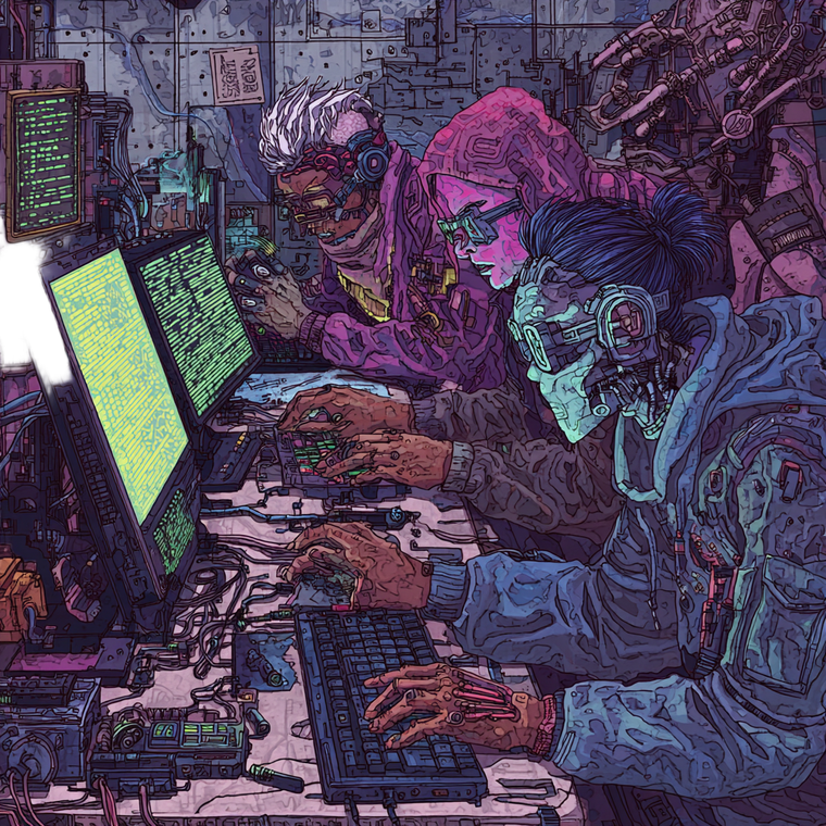 Cyberpunk Hackers Computing Vinyl Car Decal Sticker – Waterproof & UV-Resistant 3.4133333333333336"