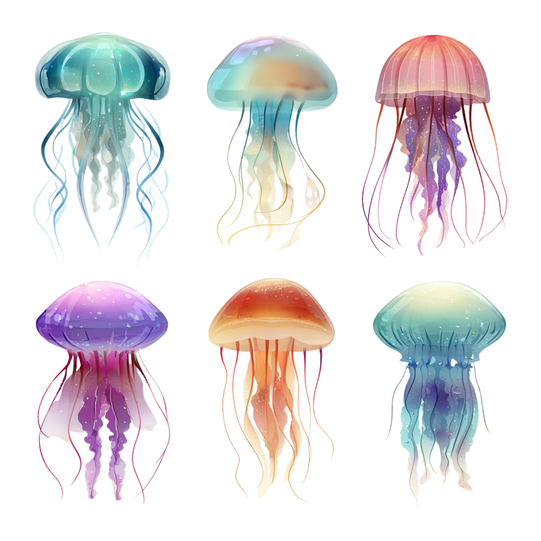 Colorful Cartoon Jellyfish V3 Vinyl Car Decal Sticker – Waterproof & UV-Resistant 3.4133333333333336"