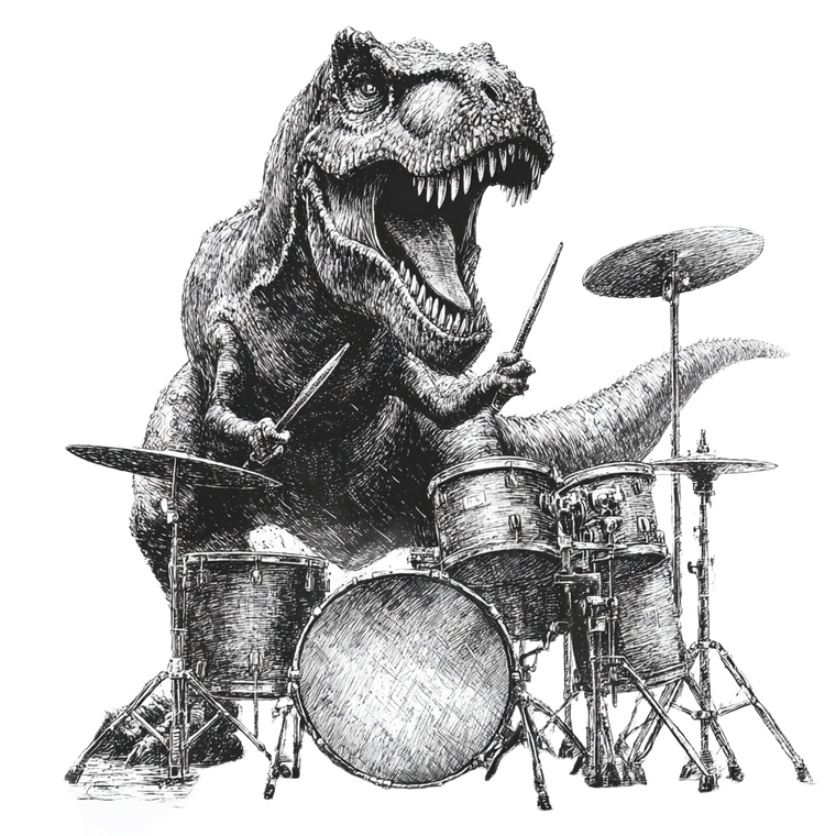 Drumming T-Rex V3 Vinyl Car Decal Sticker – Waterproof & UV-Resistant 6.826666666666667"