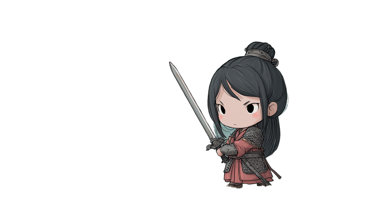 Chibi Lady Warrior Vinyl Car Decal Sticker – Waterproof & UV-Resistant 2.72"