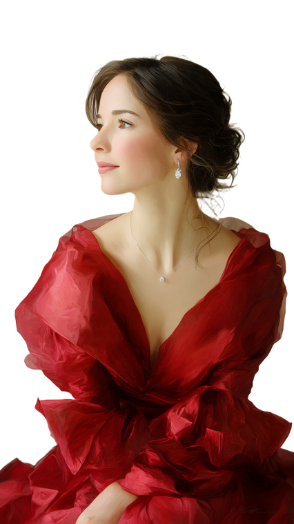Woman In Ruby Dress Vinyl Car Decal Sticker – Waterproof & UV-Resistant 9.706666666666667"
