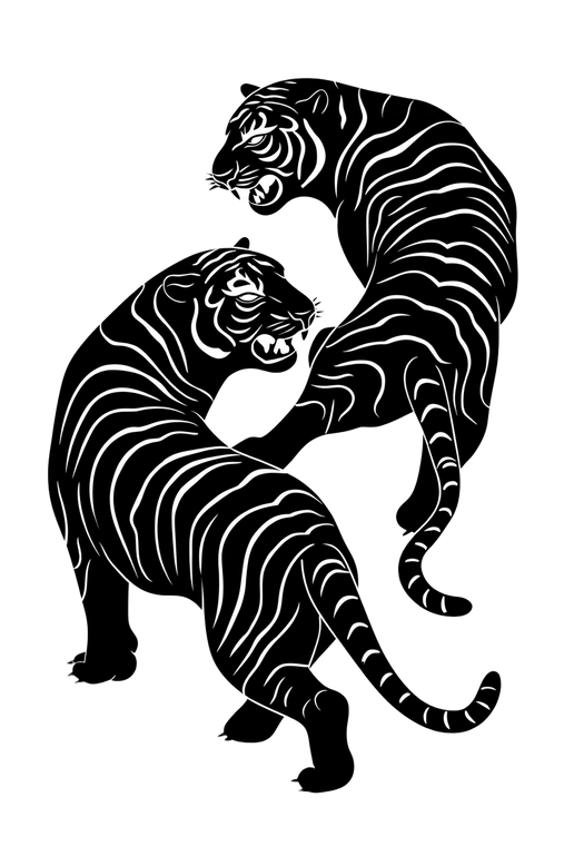 Stylized Tiger Silhouettes Vinyl Car Decal Sticker – Waterproof & UV-Resistant 8.96"