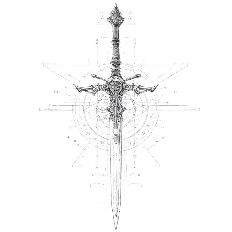 Magical Sword Diagram Vinyl Car Decal Sticker – Waterproof & UV-Resistant 3.4133333333333336"