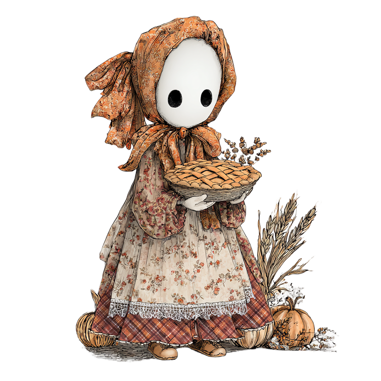 Thanksgiving Ghost Illustration Vinyl Car Decal Sticker – Waterproof & UV-Resistant 6.826666666666667"