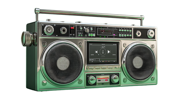 Futuristic Boombox Vinyl Car Decal Sticker – Waterproof & UV-Resistant 2.72"