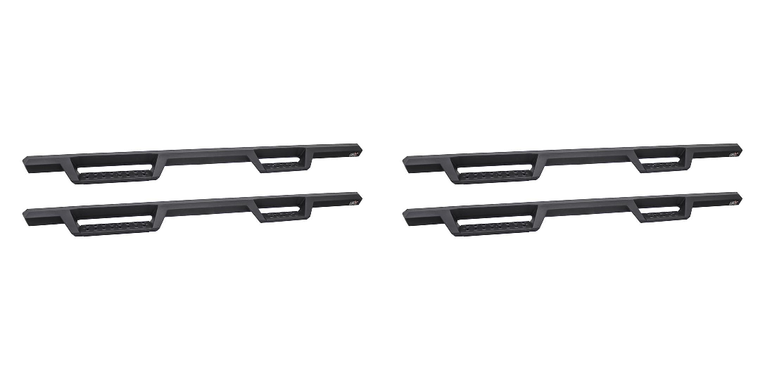 2x GMC Sierra Chevy Silverado Nerf Bar | HDX 3 Inch Square Straight | Black Steel | Rocker Panel Mount