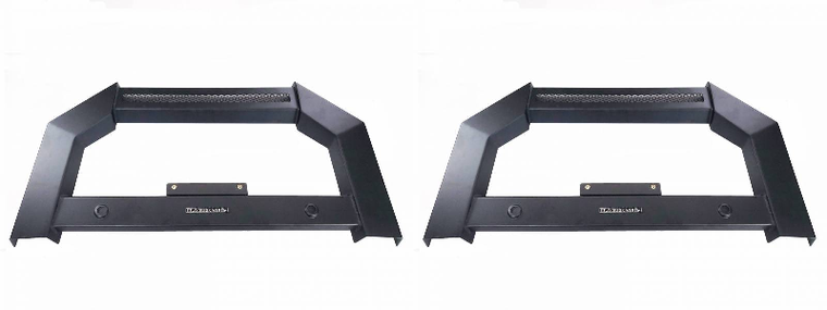 2x Black Horse Offroad Bull Bar AB-GM11-NL Armour; Flat Rugged Style; Powder Coated; Matte Black; Steel; Without Skid Plate; Without Light Bar