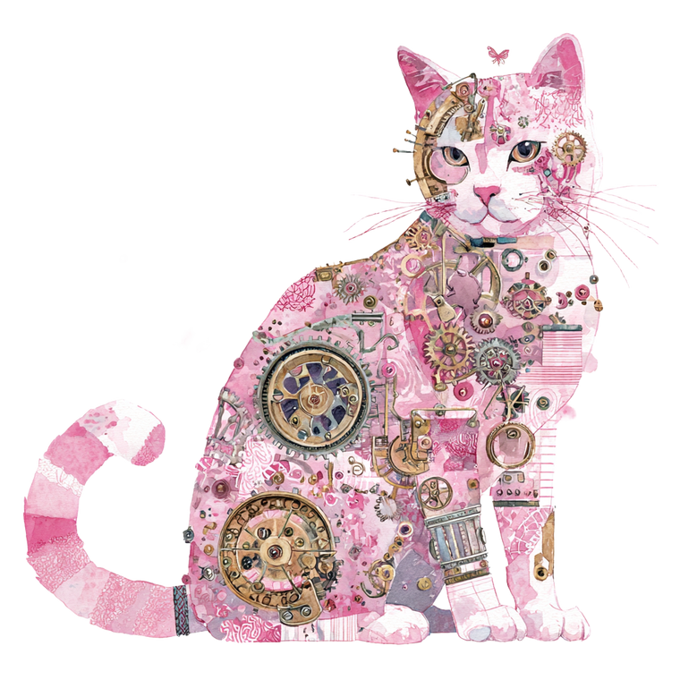 Steampunk Clockwork Cat Vinyl Car Decal Sticker – Waterproof & UV-Resistant 6.826666666666667"