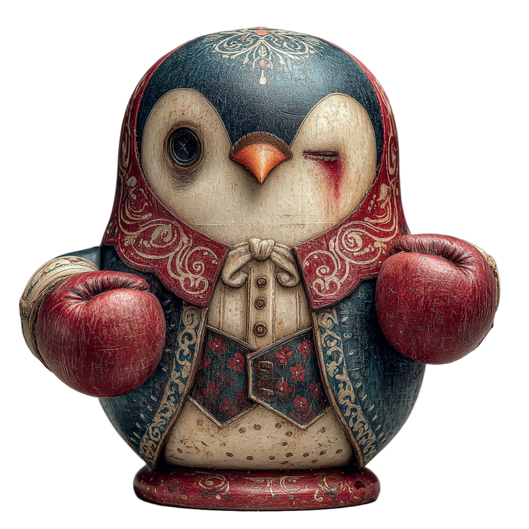 Boxer Penguin Doll Vinyl Car Decal Sticker – Waterproof & UV-Resistant 3.4133333333333336"