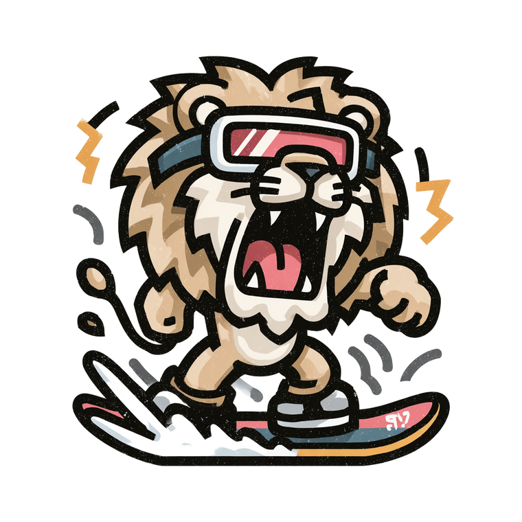 Cartoon Snowboarding Lion Vinyl Car Decal Sticker – Waterproof & UV-Resistant 3.4133333333333336"