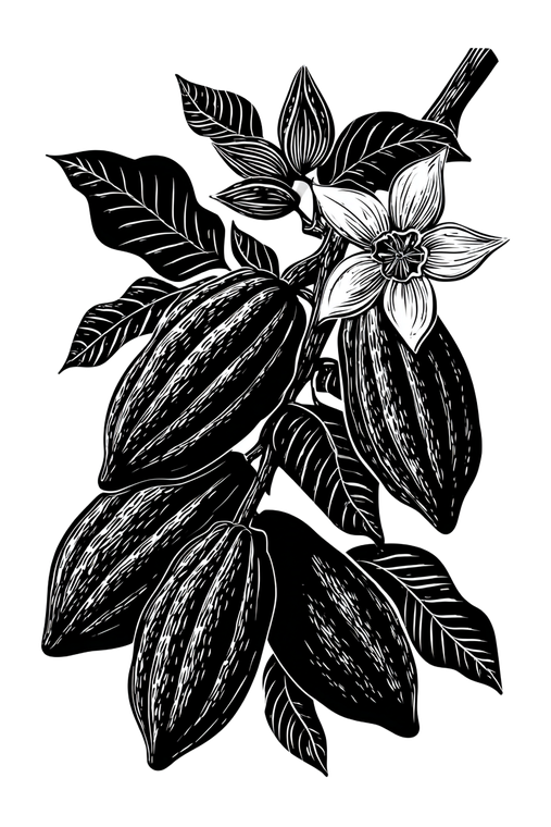 Cocoa Plant Illustration Vinyl Car Decal Sticker – Waterproof & UV-Resistant 8.96"
