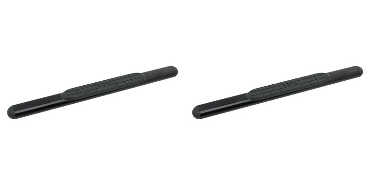2x Premier 4 Inch Oval Straight Nerf Bar | Black Steel | With Step Pads | Easy Bolt-On Installation