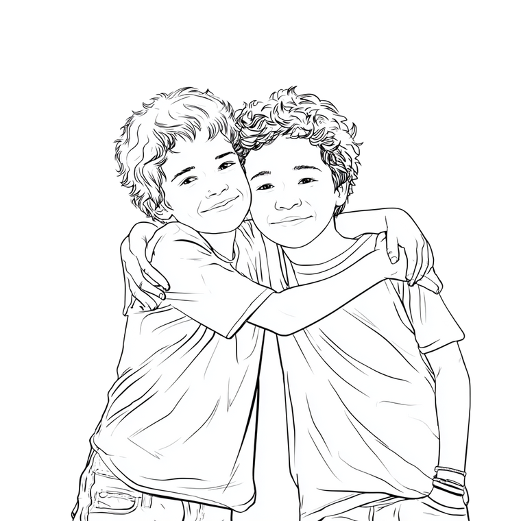 Boys Hugging Friends Vinyl Car Decal Sticker – Waterproof & UV-Resistant 6.826666666666667"
