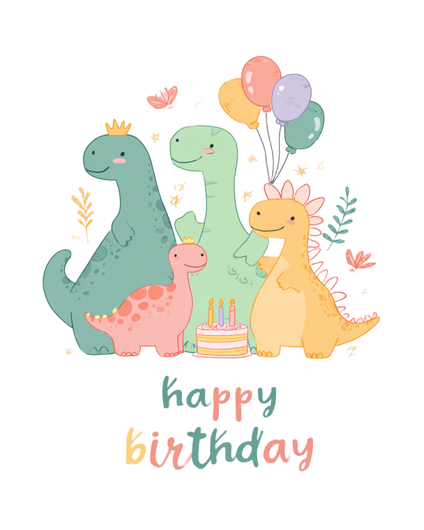 Cute Dinosaur Birthday Vinyl Car Decal Sticker – Waterproof & UV-Resistant 4.0"
