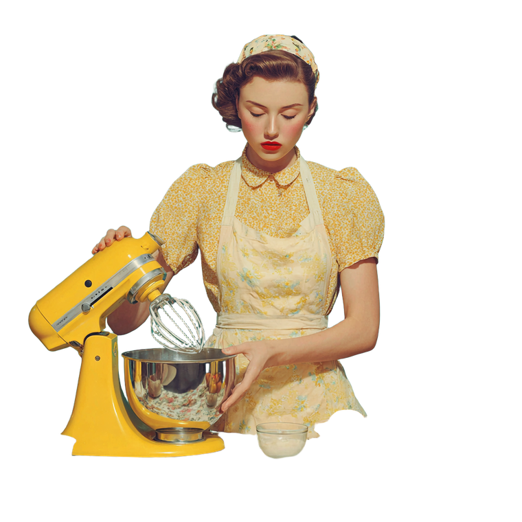 Lady Using Mixer Vinyl Car Decal Sticker – Waterproof & UV-Resistant 6.826666666666667"