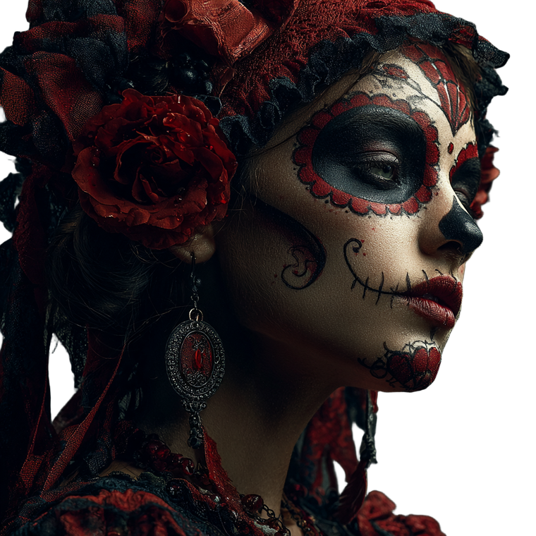 Catrina Woman Rose Vinyl Car Decal Sticker – Waterproof & UV-Resistant 3.4133333333333336"