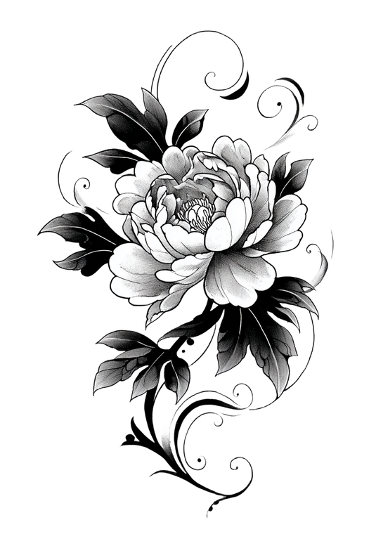 Peony Tattoo Design V2 Vinyl Car Decal Sticker – Waterproof & UV-Resistant 4.32"