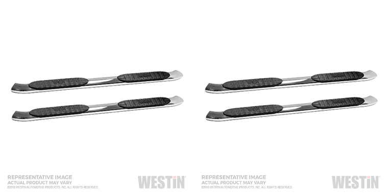 2x Westin Automotive 5 Inch PRO TRAXX Polished Stainless Steel Nerf Bar | With Step Pads, Welded End Caps, Rocker Panel Mount