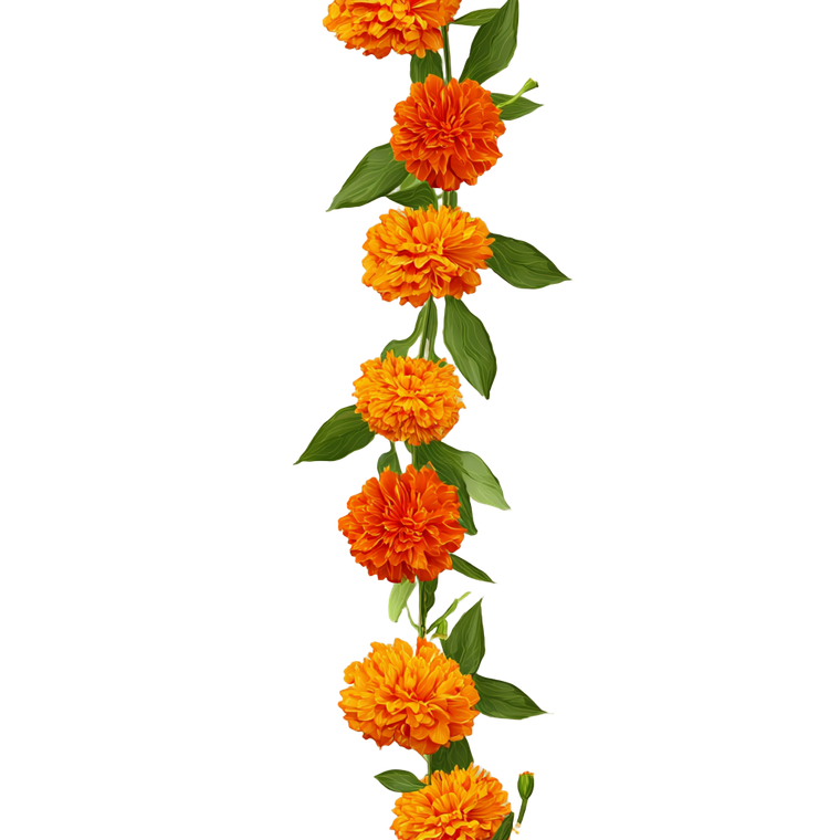 Cartoon Marigold Garland Vinyl Car Decal Sticker – Waterproof & UV-Resistant 3.4133333333333336"