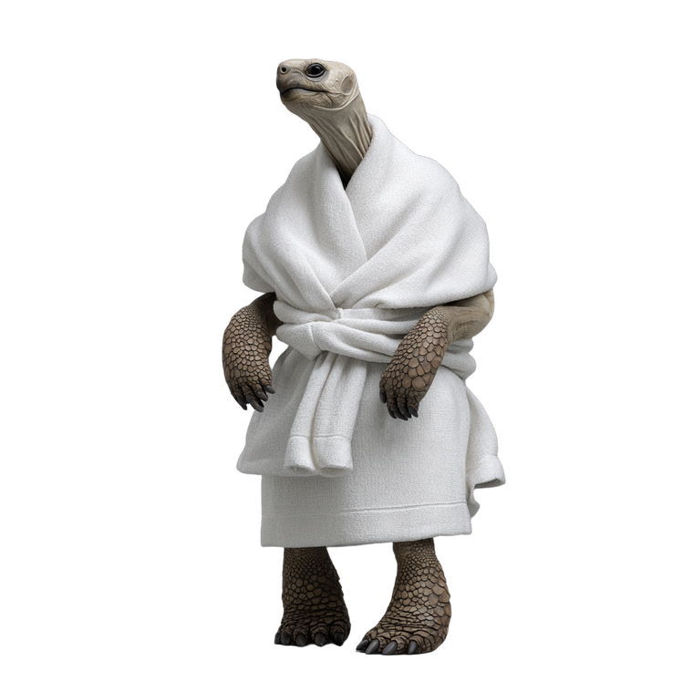 Turtle Humanoid Towel Vinyl Car Decal Sticker – Waterproof & UV-Resistant 6.826666666666667"