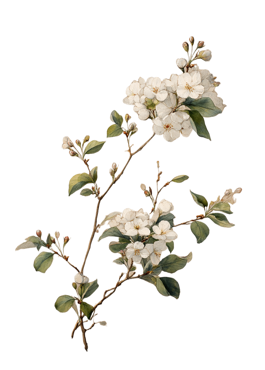 White Flower Branch Vinyl Car Decal Sticker – Waterproof & UV-Resistant 4.32"
