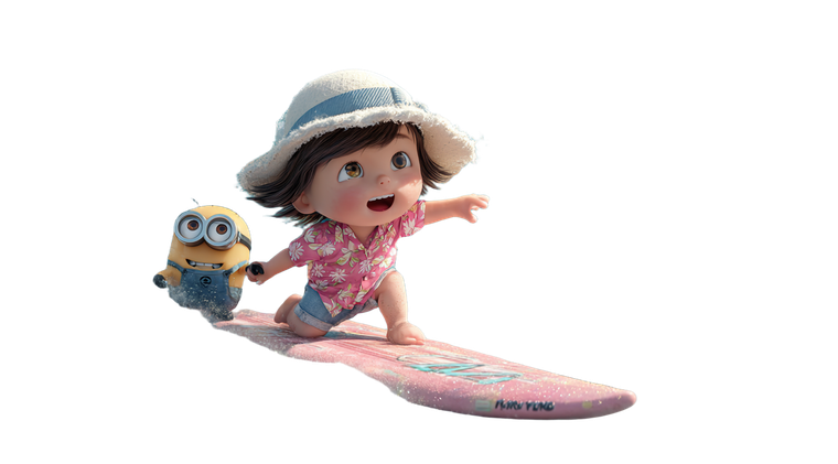 Girl Surfing With Minions Vinyl Car Decal Sticker – Waterproof & UV-Resistant 5.4