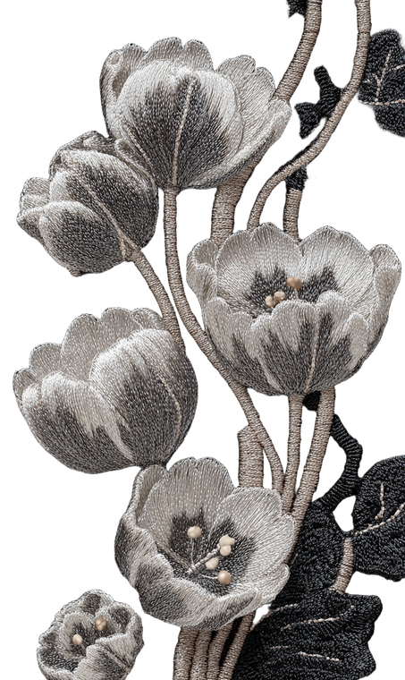 Embroidered White Tulips Vinyl Car Decal Sticker – Waterproof & UV-Resistant 9.49333333333333
