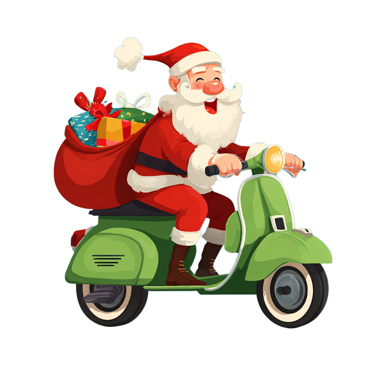 Santa On Scooter V2 Vinyl Car Decal Sticker – Waterproof & UV-Resistant 3.4133333333333336"