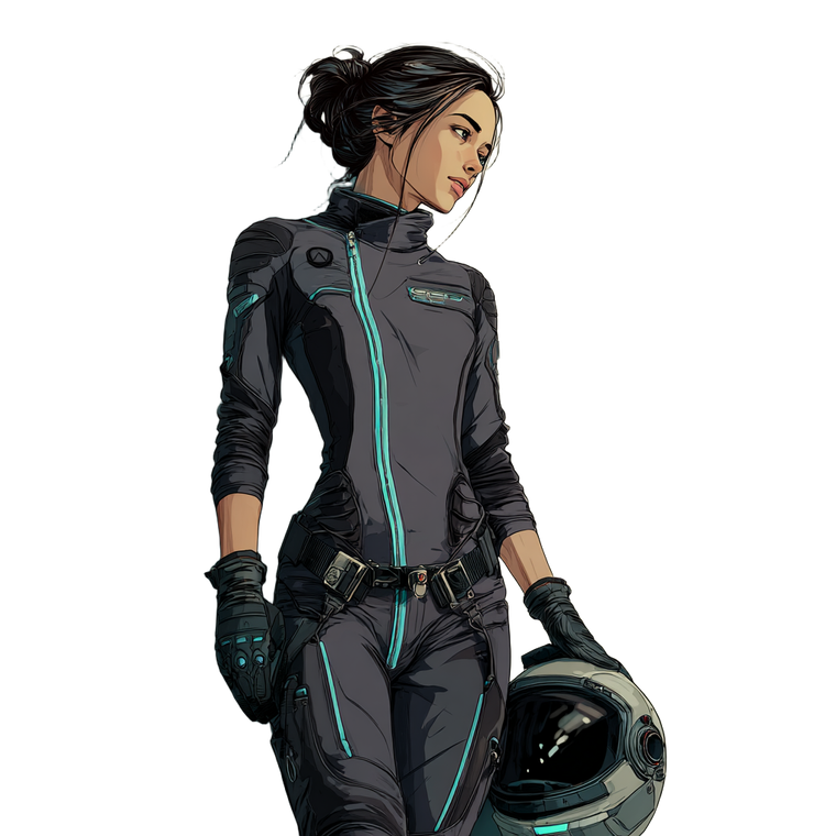 Futuristic Female Pilot V8 Vinyl Car Decal Sticker – Waterproof & UV-Resistant 3.4133333333333336"