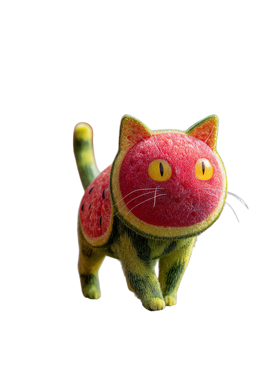 Watermelon Cat Vinyl Car Decal Sticker – Waterproof & UV-Resistant 8.213333333333333"