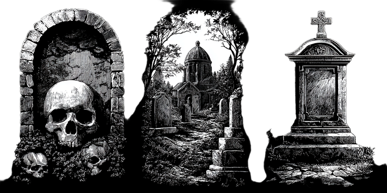 Cemetery Headstones Graphic Vinyl Car Decal Sticker – Waterproof & UV-Resistant 5.12"