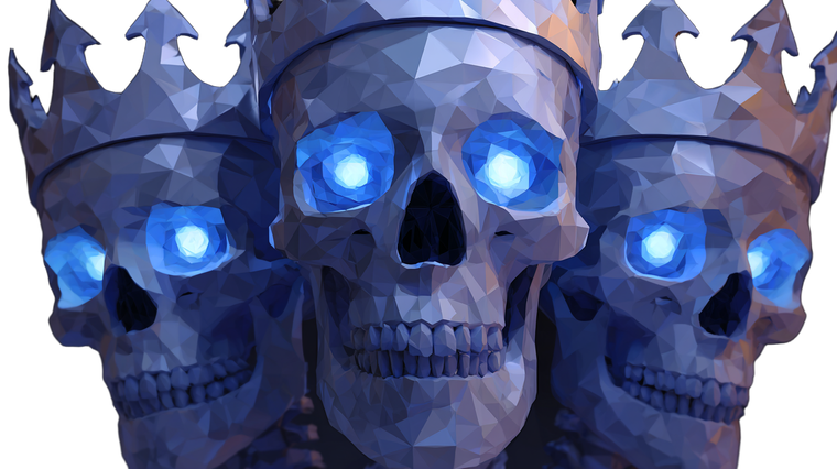 Crowned Skulls Trio Vinyl Car Decal Sticker – Waterproof & UV-Resistant 2.72"