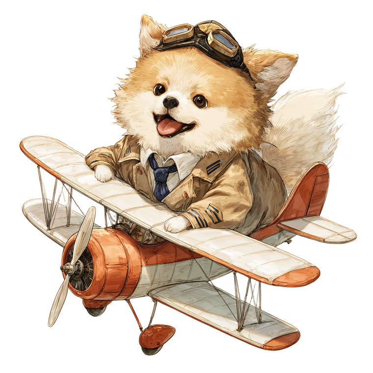 Pilot Pomeranian Vinyl Car Decal Sticker – Waterproof & UV-Resistant 3.4133333333333336"