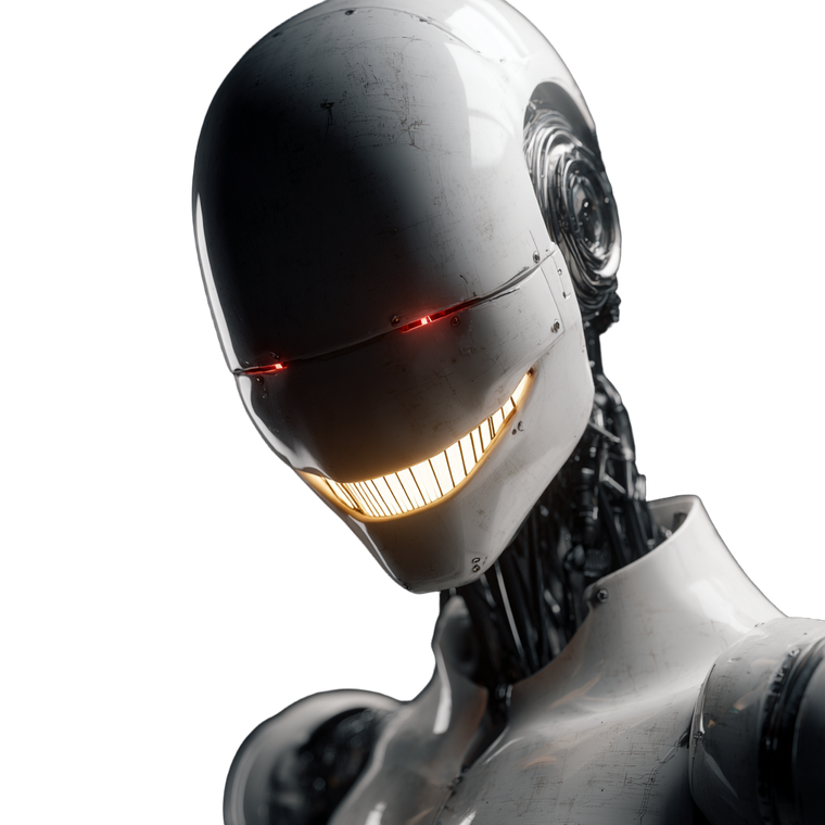 Evil Robot Smile Vinyl Car Decal Sticker – Waterproof & UV-Resistant 3.4133333333333336"