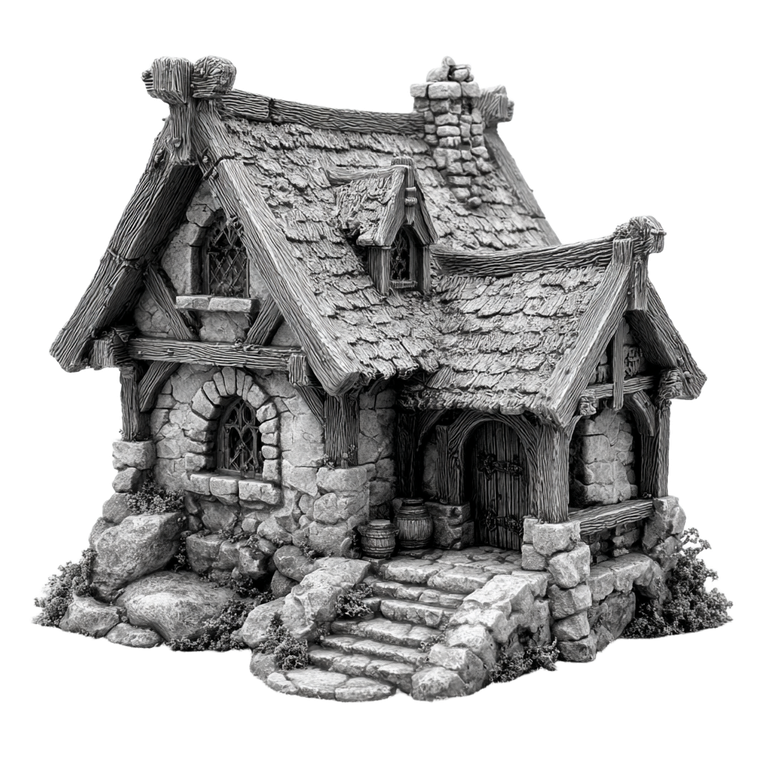 Medieval Cottage Model Vinyl Car Decal Sticker – Waterproof & UV-Resistant 3.4133333333333336"