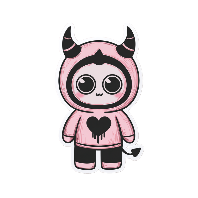 Chibi Demon Mascot Vinyl Car Decal Sticker – Waterproof & UV-Resistant 3.4133333333333336"