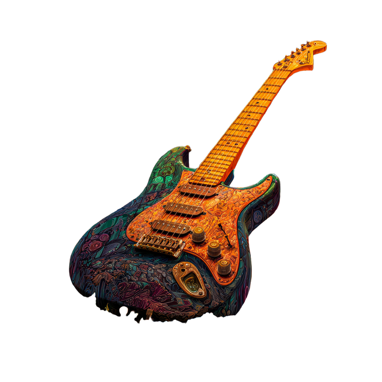 Psychedelic Guitar Garden Vinyl Car Decal Sticker – Waterproof & UV-Resistant 3.4133333333333336"