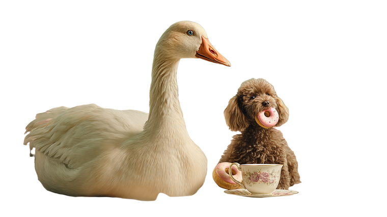 Goose And Puppy Tea Vinyl Car Decal Sticker – Waterproof & UV-Resistant 2.72"