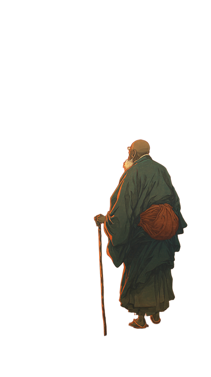 Elder Monk Sunset Vinyl Car Decal Sticker – Waterproof & UV-Resistant 4.8533333333333335"