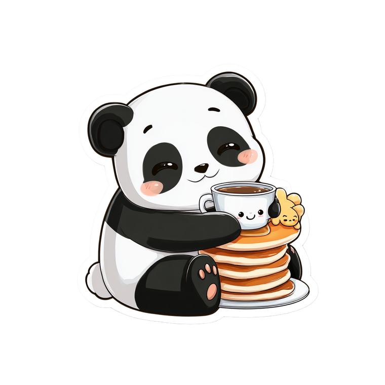 Panda Hugging Breakfast Vinyl Car Decal Sticker – Waterproof & UV-Resistant 3.4133333333333336"